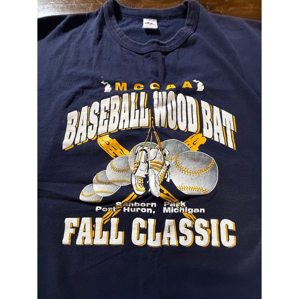 Russell Athletic MCCAA Baseball Wood Bat Fall Classic T-Shirt Mens XL Navy Blue